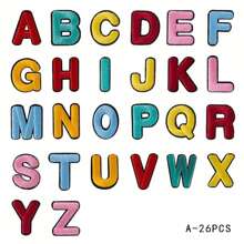 26-Alphabet Embroidered Patches Set, Cartoon Letter A-Z Iron-On Appliques For DIY Crafts, Mixed Color Embroidered Alphabet Patches For Clothing, Bags, And Home Decor