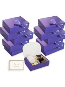 10个紫色带盖礼盒，伴郎邀请礼盒，豪华紫色礼盒配丝带，适用于婚礼、生日、派对、圣诞节、伴娘、毕业典礼、情人节礼物