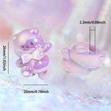 5 件快乐蝴蝶结熊亚克力珠，多色混装，适合 DIY 手机吊饰、钥匙扣和装饰笔 - 蝴蝶結舞蹈小熊 - 查看 7