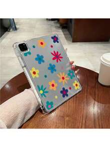 Ditsy Floral, Clear Backing Protective Case, Compatible With Ipad 10th Gen 10.9", 2024 Air 6, 2024 Pro 11" And More, With Pencil Slot, Transparent Acrylic Bottom Shell, Anti-Bend And Anti-Drop
