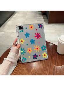 Ditsy Floral, Clear Backing Protective Case, Compatible With Ipad 10th Gen 10.9", 2024 Air 6, 2024 Pro 11" And More, With Pencil Slot, Transparent Acrylic Bottom Shell, Anti-Bend And Anti-Drop