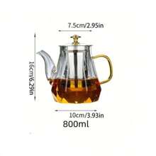 1pc Durable Glass Teapot With Stainless Steel Infuser - Heat Resistant, Suitable For Flowering Tea And Loose Leaf Tea, Ideal Gift For Holiday And Everyday Tea Brewing Back To School - Transparent - View 15