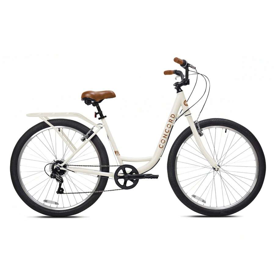 Concord Laguna Comfort Bike, 27.5" Wheels, Fits Teen & Adult Riders 5'4"-6'2", Unisex, Cream - trắng - Xem 1
