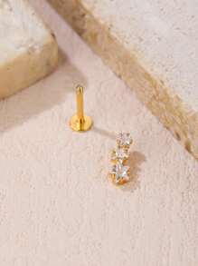 1 件时尚简约不锈钢星形耳钉，带钻石装饰，适合女性日常佩戴 - 星星 - 查看 4