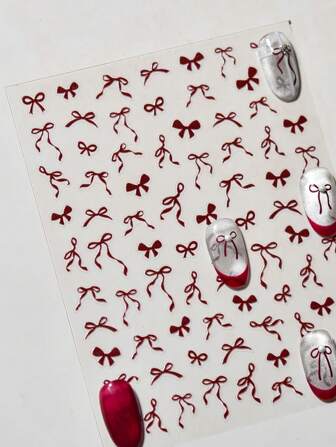 1 st 5D Nail Art Stickers Rosa Vit Svart Bowknot Band Bowknot Självhäftande Nail Art Dekoration Sticker Manikyr Dekal Naglar