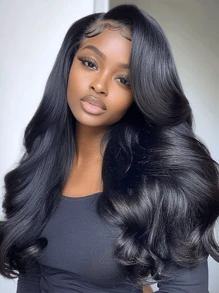 HD Transparent Lace Frontal Wig Body Wave 13X6 Lace Front Wig 250% Density Human Hair Wigs Pre Plucked - Natural Black - Xem 1