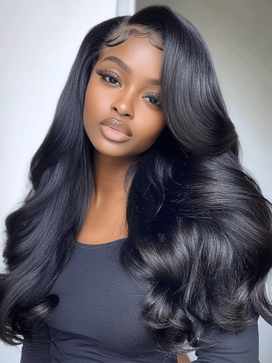 HD Transparent Lace Frontal Wig Body Wave 13X6 Lace Front Wig 250% Density Human Hair Wigs Pre Plucked - Natural Black - Xem 1