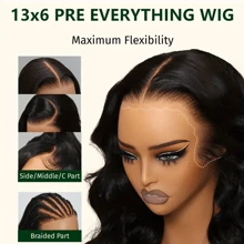 HD Transparent Lace Frontal Wig Body Wave 13X6 Lace Front Wig 250% Density Human Hair Wigs Pre Plucked - Natural Black - Xem 7