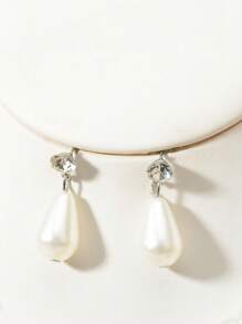 3 件几何波西米亚风优雅仿珍珠项链耳环套装，颈链新娘婚纱派对圣诞服装配饰，四季皆宜 - 白色 - 查看 5