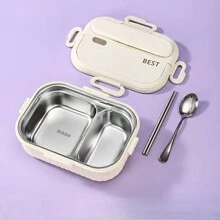 304 Stainless Steel 2-Compartment Insulated Lunch Box Set, Student Bento Box, Worker/Office Adult Meal Container - Multicolor - View 8