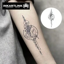 INKARTLINK 1pc INKARTLINK 8*18cm Whale & Herbal Juice Design Temporary Tattoo, Magic Tattoo, Semi-Permanent Tattoo, Realistic & Personalized, Lasting 1-2 Weeks