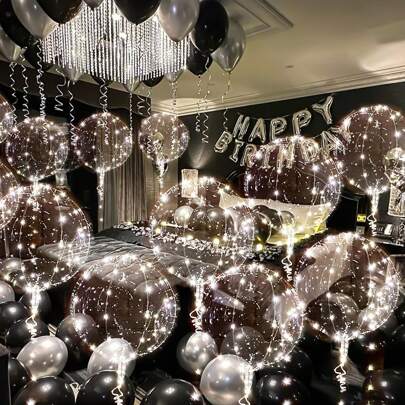 35-40厘米/13.7-15.7英寸透明泡泡气球，带灯串（仅气球，不含内部灯），适用于婚礼装饰、情人节、生日派对、宴会、卧室、新年装饰（多种颜色可选）