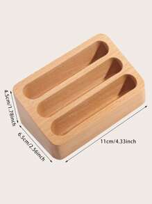 1pc Wooden Business Card Holder, 3 Card Slots Business Card Display Rack, Stylish Desktop Organizer With Memo Display Stand And Storage Box For Office And Home Use - Multicolor - View 4