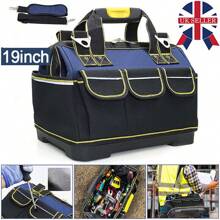 Portable Multifunctional Tool Bag Heavy Duty Storage Case With Shoulder Strap - Black+Blue - View 1