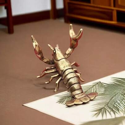 1pc Brass Animal Figurines - Penguin, Lobster, Crab, Platypus, Metal Crafts Micro Landscape Ornaments, Gifts Birthday Graduation