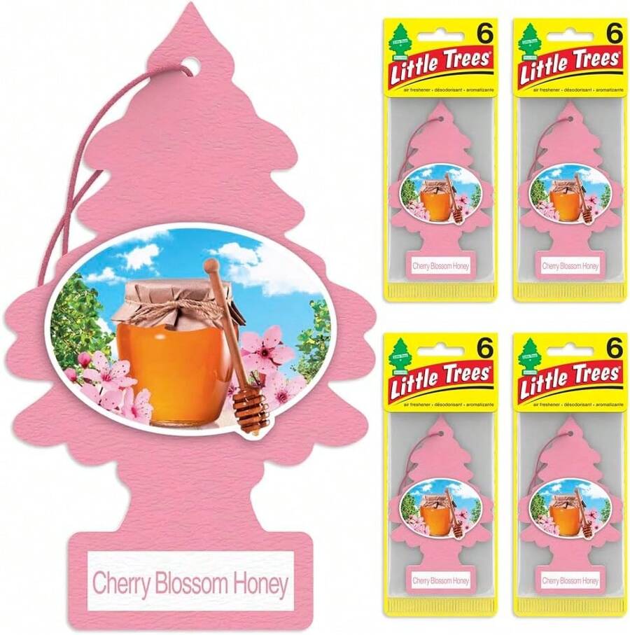 LITTLE TREES Air Fresheners Car Air Freshener. Hanging Tree Provides Long Lasting Scent For Auto Or Home. Cherry Blossom, Pack Of 24 - 彩色 - 查看 1