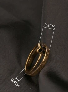 1 件不锈钢 18K 金罗马数字黑色蝴蝶皇冠戒指，简约风格男女指环 - 金色 - 查看 4