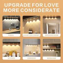 1个/2个智能LED人体感应灯,USB充电式PIR壁灯,超薄猫眼山墙灯条,3种照明模式可调,适用于厨房、衣柜、酒柜、鞋柜、卧室照明