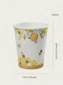 10/25, 9-Ounce Paper Cup, Cartoon Bee Theme/Fresh Lemon Theme, Disposable Bathroom Cup, Mouthwash Cup, Paper Sample Cup, Disposable Drinking Cup, Party, Home And Office Paper Cup, Reception Guests, Friends, Disposable Espresso Cup, Water, Juice, Candy And Snack Cup, New Mother Bath, New Year's Gift, Suitable For Various Festivals - Multicolor - View 14