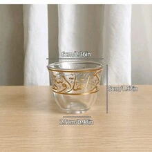 12 Peças Conjunto de Xícaras de Café de Vidro, Jogos de Chá. Lavagem Manual Apenas Cerâmica, Reutilizável, Isolado, Multiuso, Utensílios de Bebida com Padrão Dourado, Decoração de Cozinha Vintage. Xícaras Minúsculas Europeias Árabes para Adultos, Amantes de Chá, Amantes de Café, Mulheres, Homens. Xícaras de Chá Perfeitas para Restaurantes, Banquetes, Festas, Casamentos, Festivais, Aniversários, Entretenimento de Convidados - Cor transparente - Visão 5