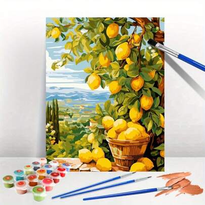 Lemon Tree Painting By Numbers Canvas Kit, 3D Artistic Landscape Picture, DIY Home Wall Decor, Craft Supplies For Living Room Decoration Gifts Birthday Graduation