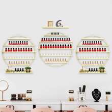 3PCS Wall Mounted Holder Display Stand For Nail Salon Nail Polish Organizer Round Shape Nail Polish Storage Rack - Gold - View 6