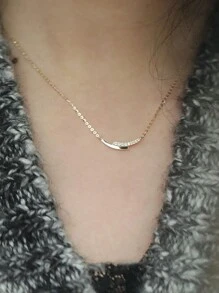 1pc Elegant S925 Sterling Silver Cubic Zirconia Arc Pendant Necklace, Delicate Women Jewelry, Friendship, Engagement, Party, Holiday Gift - Geometry - View 2