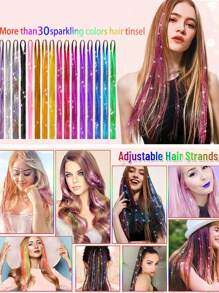 1 pezzo Decorazione per capelli metallica da donna, extension per capelli lucide e glitterate, resistente al calore, fascia per capelli, turbante, fasce per capelli