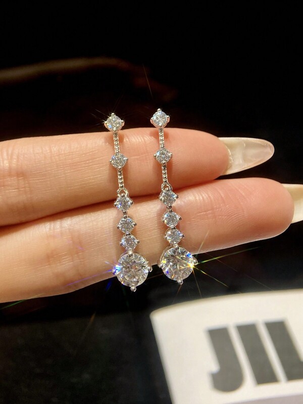 1 Pair 0.5Ct Square Design D Color Moissanite Diamond Stud Earrings S925 Sterling Silver Stud Earrings Ladies Wedding Earrings Elegant Luxury Jewelry Gifts Jewelry Wedding Anniversary Gifts