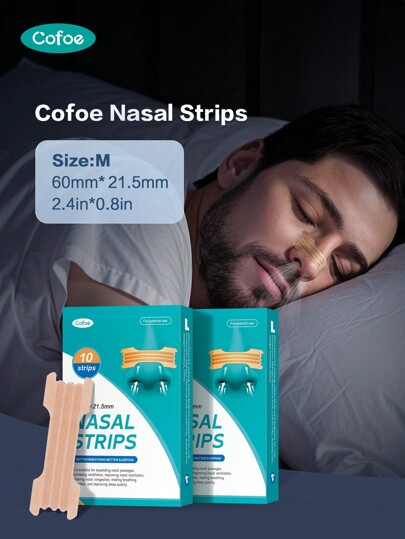 Cofoe Breath Nasal Stickers Nose Congestion Patch Ventilation Nasal Patches -Individual Packing 10pcs/Box (60mm*21.5mm)