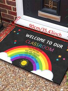 1 pezzo Zerbino di benvenuto in classe con motivo arcobaleno di incoraggiamento, zerbino in fibra di poliestere lavabile in lavatrice, adatto per ingresso, soggiorno, cucina, camera da letto, decorazione interna ed esterna, per tutte le stagioni - nero - Visualizzare 12