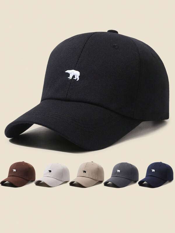 1pc Vintage Polar Bear Embroidered Graphic Baseball Cap, Unisex Casual Sports Hat
