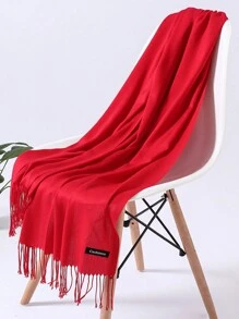 1pc Women Solid Color Thin Light Grey Tassel Faux Cashmere Warm Versatile Plus Size Scarf, Elegant Lightweight Shawl Soft Warm Windproof Hijab Scarf, Suitable For Daily Outings, Gatherings, Dates