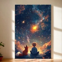 Galaxy Night Canvas Art, Modern Style Poster, Suitable For Home, Office, And Cafe Wall Decor
