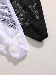 Set de 8 tangas con encaje de unicolor, sexy y transpirable, para uso diario de mujeres, primavera/verano