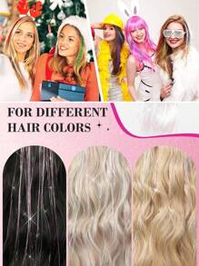 1 pezzo Decorazione per capelli metallica da donna, extension per capelli lucide e glitterate, resistente al calore, fascia per capelli, turbante, fasce per capelli
