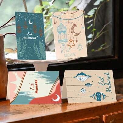 1 set de 4 piezas y 1 pieza de Tarjetas plegables con diseño de estrella y luna soñadora, tarjetas de agradecimiento