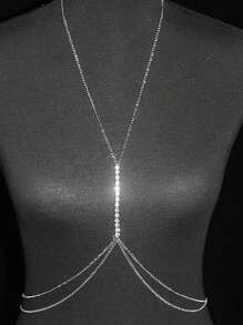 水钻交叉简约奢华休闲身体链 - 銀色 - 查看 2