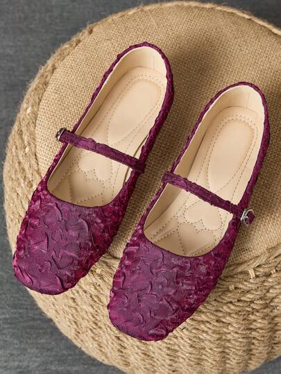 Mocasini cu vârf pătrat la modă pentru femei, pantofi casual pentru birou, îmbrăcăminte pentru exterior, pantofi Mary Janes retro mov de gamă superioară