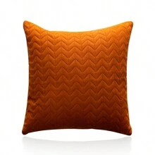 1pc Velvet Wheat Ears Decorative Pillow Case, Bohemian Style For Living Room/Bedroom, All Season Use - Orange - View 2