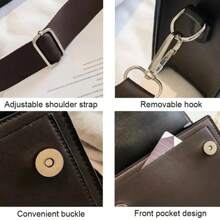 Classic Designer PU Leather Crossbody Bag For Women Travel Handle Handbag Fashion Shoulder Messenger Bag Ladies Small Flap Bag