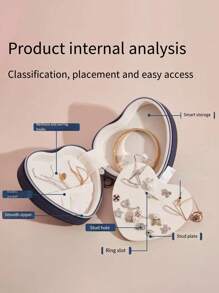 定制珠宝收纳盒，便携式迷你心形珠宝收纳盒，适用于戒指、耳环、项链、耳环盒、情人节礼物、女友礼物、Ins 风格 - 彩色 - 查看 6