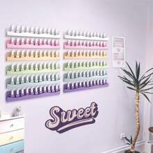 Nail Polish Wall Rack,15 Inch 6 Pastel Colors Acrylic Nail Polish Floating Shelves For 66-90 Bottles Multi-Purpose,Ideal Gift For Girls Teens,Great Display For Salons Retailers,For Holiday Beach, Bathroom Collection, Bedroom Collection, Large Capacity