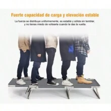 Esta cama plegable ajustable, cama plegable portátil y silla plegable se puede usar tanto para sentarse como para dormir. Soporta hasta 180 kg y mide 180 x 62 x 29 cm. Se abre en 10 segundos e incluye un cojín ligero de algodón perlado. Tiene cinco posiciones ajustables y se pliega fácilmente para un almacenamiento compacto. Es fácil de usar y transportar. Disponible en gris, es perfecta para relajarse en casa, junto a la piscina, en vacaciones en la playa o de camping. - Gris - Ver 7