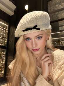 1pc Women's Fashionable Warm Knitted Knitted Beanie Hat, Ear Protection, Octagonal Design, Suitable For Fall And Winter