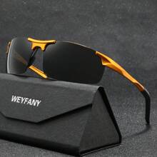 WEYFANY 男女通用方形经典金属框偏光太阳镜，户外运动驾驶钓鱼旅行眼镜，高级礼盒，夏季海滩度假、户外、旅行的节日礼物 - 彩色 - 查看 3