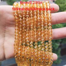 Al por mayor 10 hebras / 830+ piezas Cuentas de cristal brillante de 6 mm / Cuentas para vacaciones / Cuentas de cristal de estilo austriaco / Cuentas de cristal facetadas / Cuentas de cristal de forma redonda de colores para pulseras / collares / tobillos / aretes Haciendo joyas / Cuentas sueltas DIY / Cuentas espaciadoras de cristal / Decoración de boda / Decoración del árbol de Navidad / Decoración navideña / Decoración de la habitación