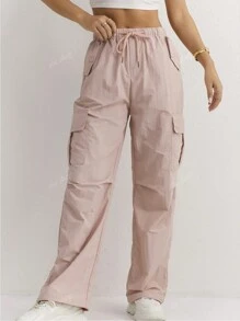 Pantalon cargo décontracté ample à taille élastique pour femmes