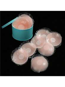 10PCS Reusable Women Breast Lift Nipple Cover Invisible Adhesive Strapless Backless Stick On Bra Silicone Breast Stickers With Iron Box Packing - Baby Pink - View 1