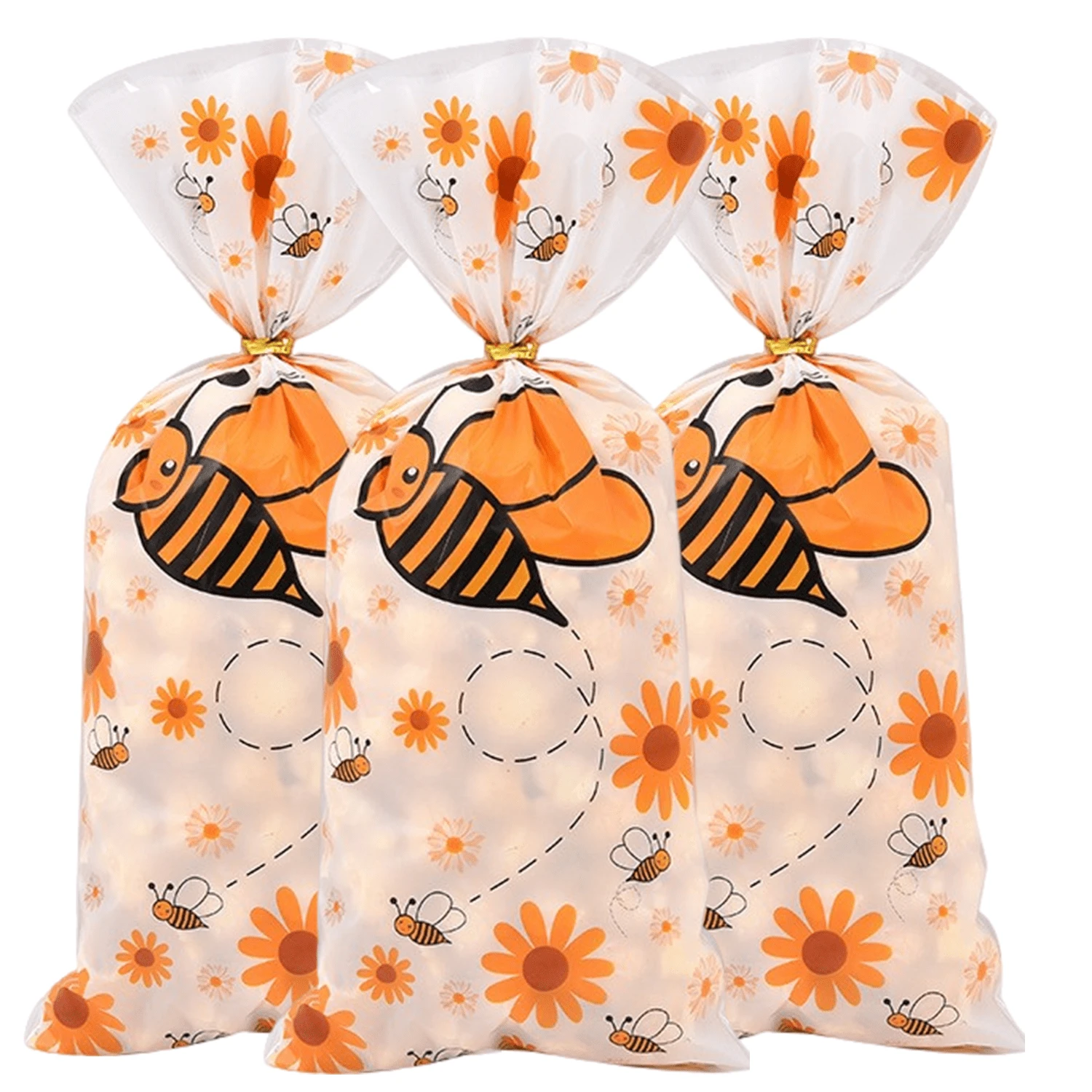 PH 100 bolsas de celofán con diseño de abeja, bolsas de plástico transparente, bolsas de caramelos con abeja con brida, pequeños regalos para fiesta con tema de abeja, fiesta de cumpleaños, envoltorios de regalo de primavera, suministros para pequeños negocios - Multicolor - Ver 1